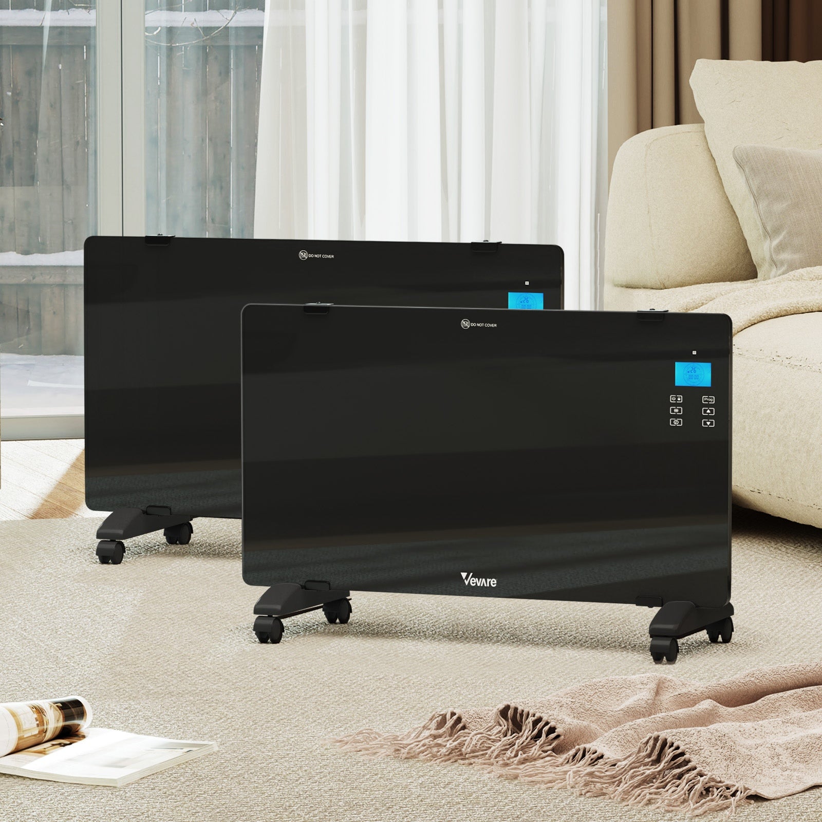 Vevare Electric Glass Panel Heater Convection Heaters 2PCS 2000W Wall Mounted - Sunyee
