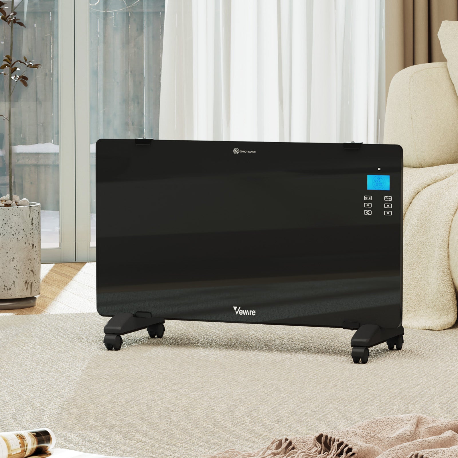 Vevare 2000W Electric Glass Panel Heater Convection Heaters Wall Mounted - Sunyee