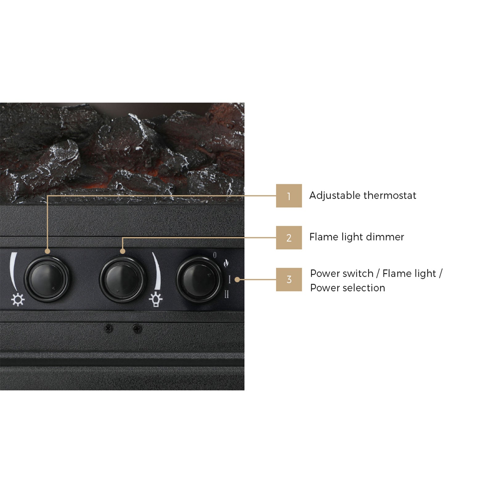 Vevare Electric Fireplace Heater Freestanding 3D Flame Effect Indoor 2000W - Sunyee