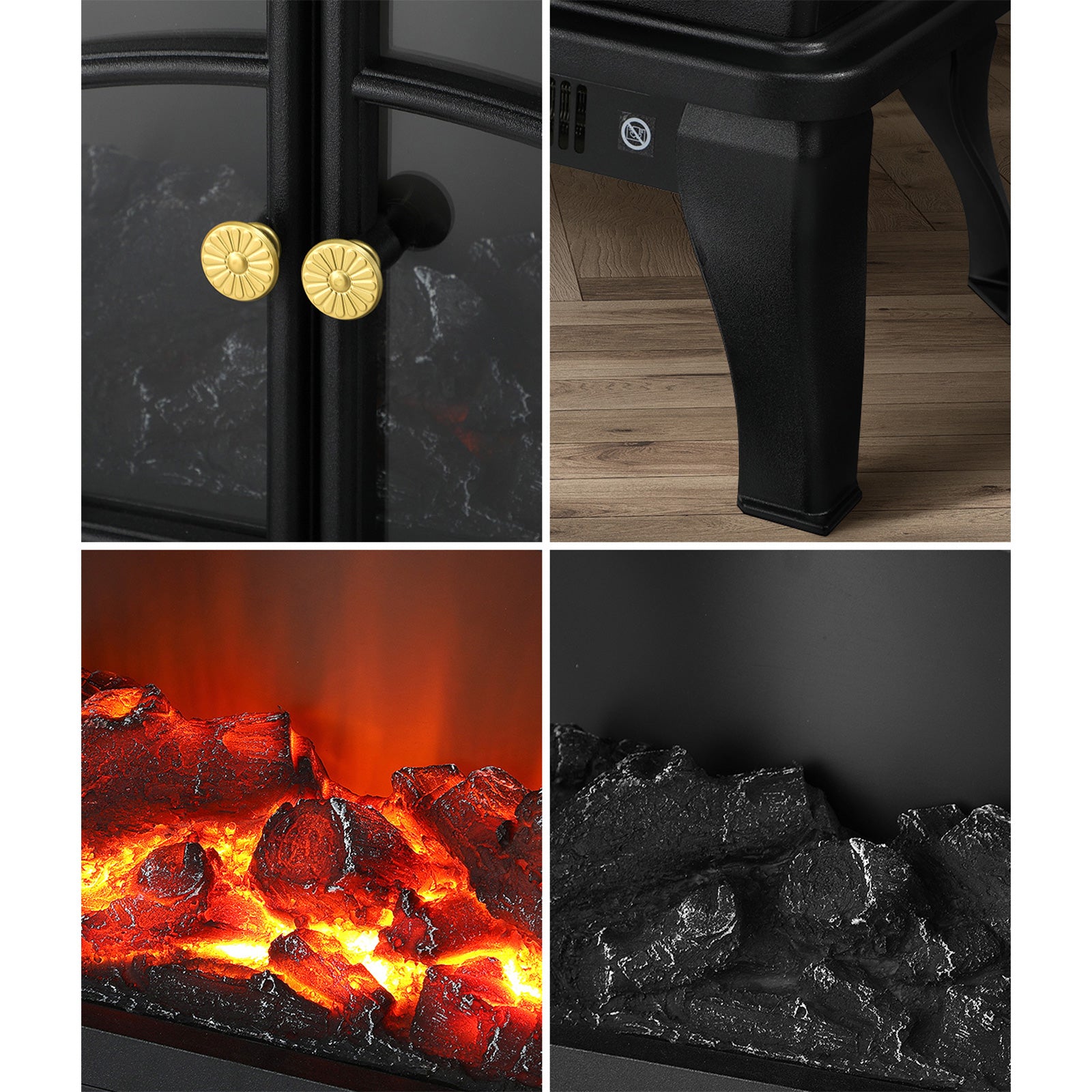 Vevare Electric Fireplace Heater Freestanding 3D Flame Effect Indoor 2000W - Sunyee