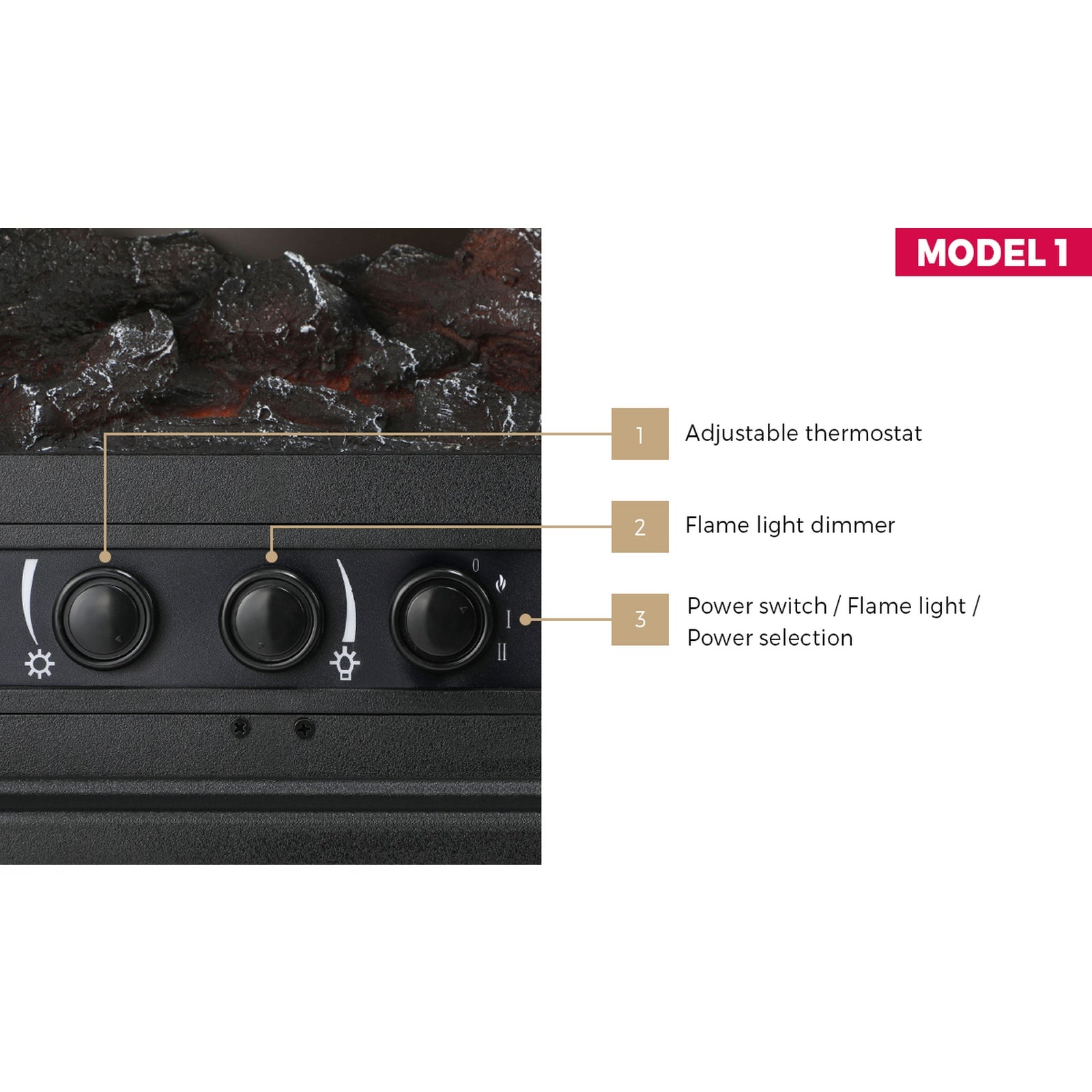 Vevare 2000W Electric Fireplace Heater Freestanding 3D Flame Effect Indoor - Sunyee