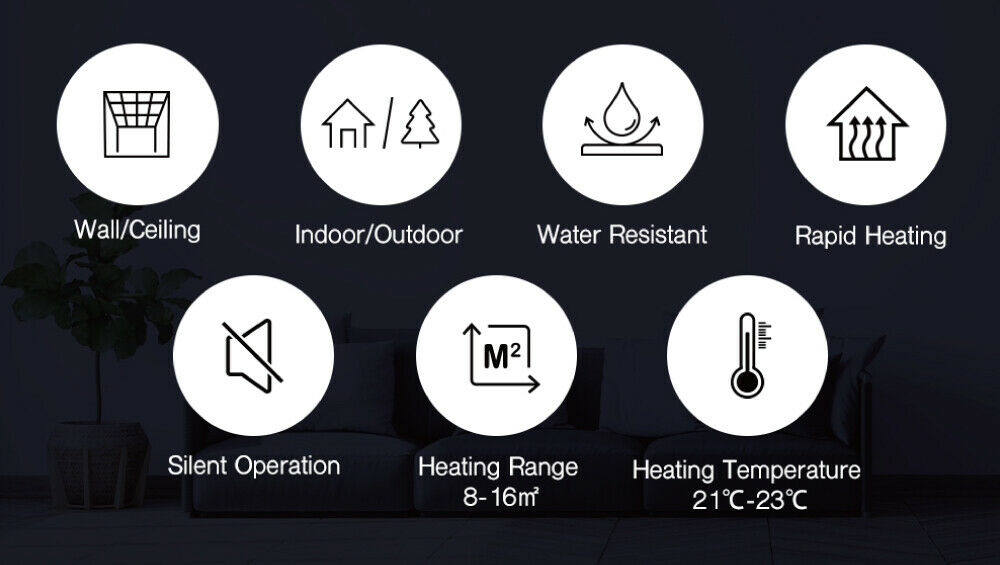 Electric Infrared Radiant Strip Heater Outdoor 2400W Panel Heat Bar w/ Remote - Sunyee