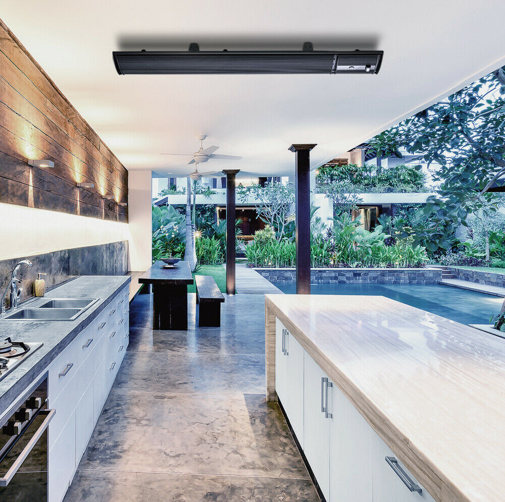 Electric Infrared Radiant Strip Heater Outdoor 2400W Panel Heat Bar w/ Remote - Sunyee