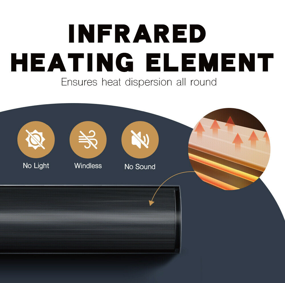 Electric Infrared Radiant Strip Heater Outdoor 2400W Panel Heat Bar w/ Remote - Sunyee