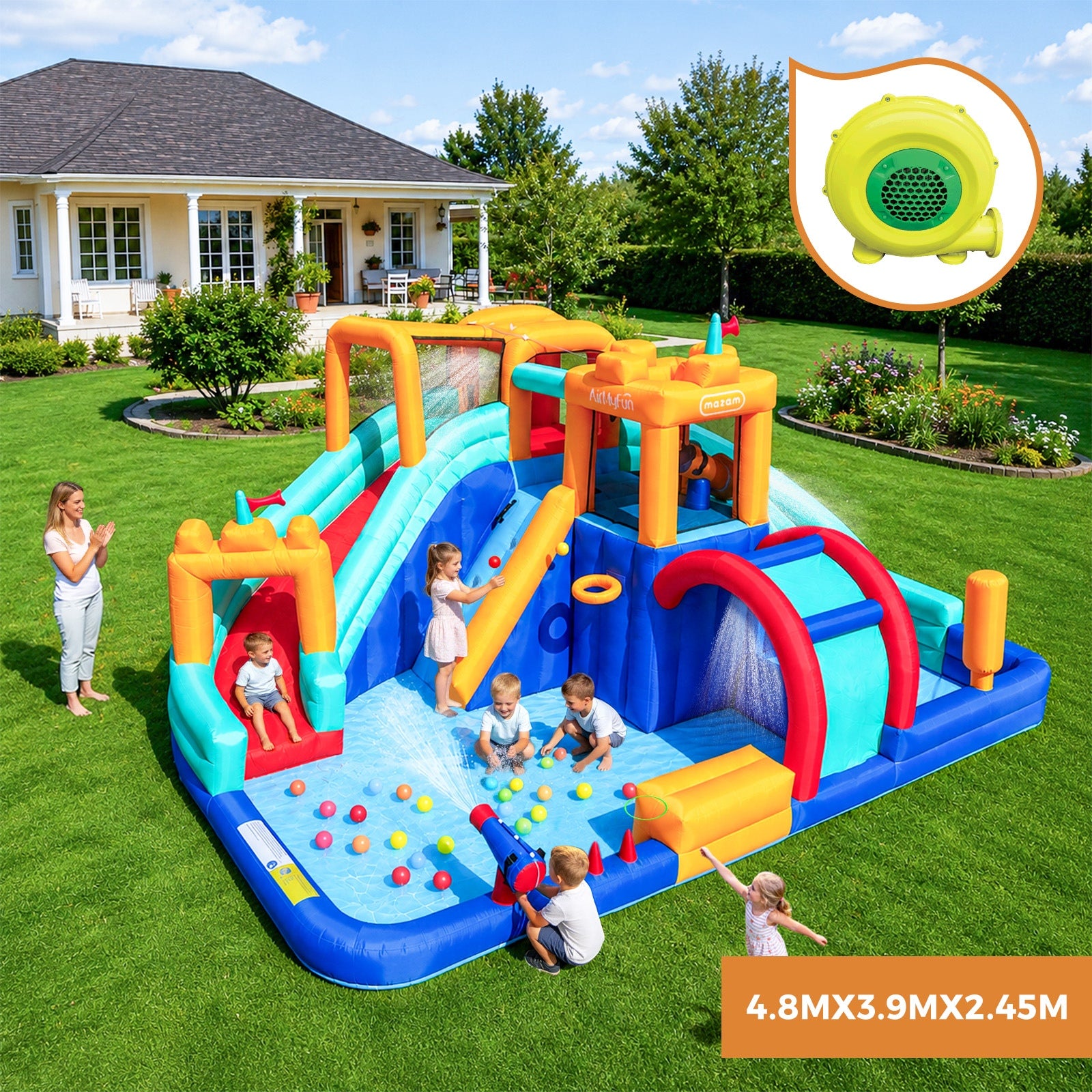 Airmyfun Inflatable Water Park Kids Giant Bouncy Castle Pool Slides Play Centre