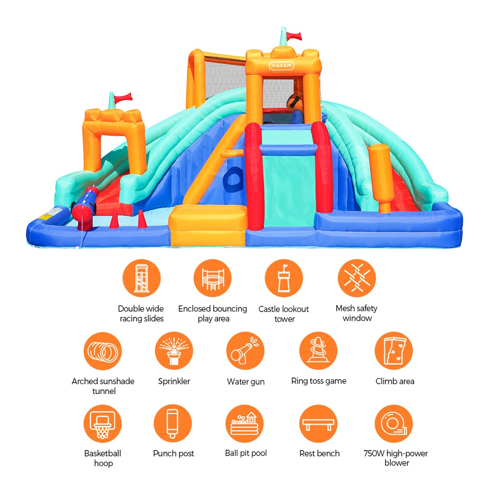 Airmyfun Inflatable Water Park Kids Giant Bouncy Castle Pool Slides Play Centre