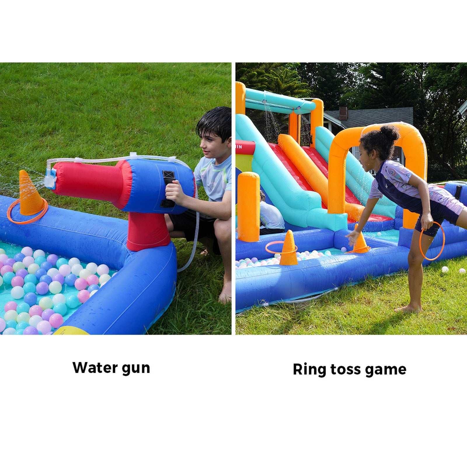 Doctor Dolphin 10-IN-1 Inflatable Water Park Jumping Castle Dual Slides Blower - Sunyee