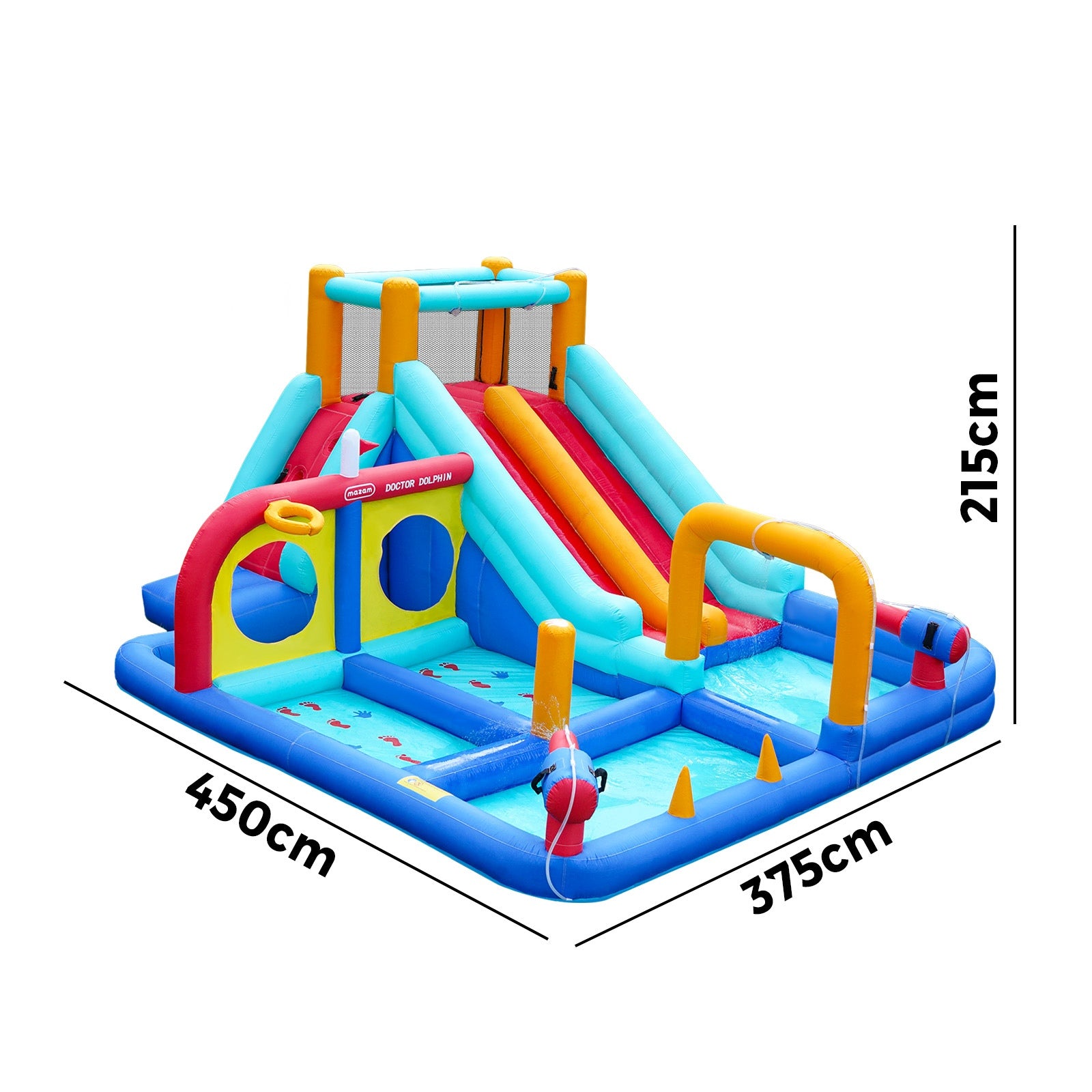 Doctor Dolphin 10-IN-1 Inflatable Water Park Jumping Castle Dual Slides Blower - Sunyee