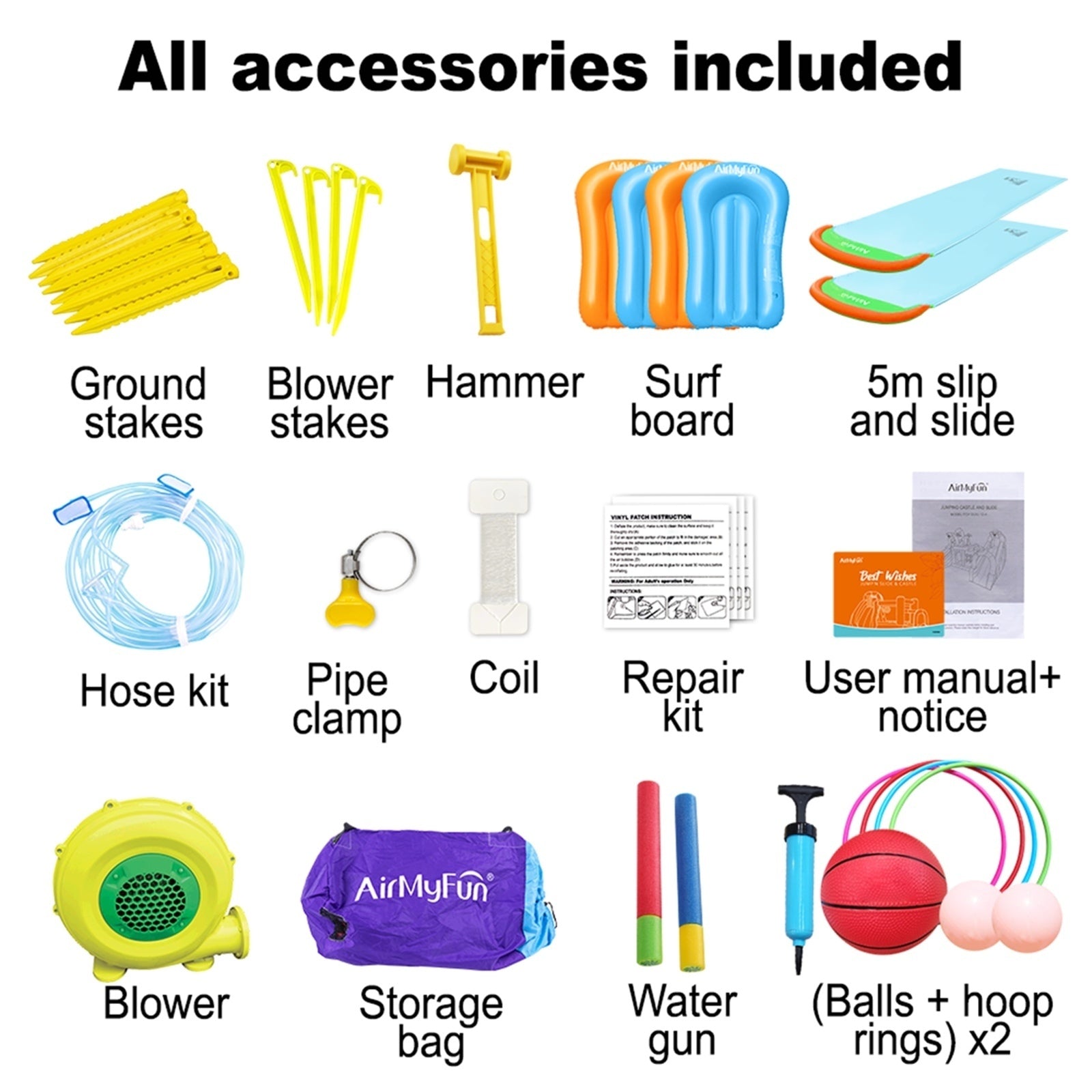 AirMyFun 12 Play Zones Inflatable Dual Water Slide Animal Theme Jumping Castle - Sunyee