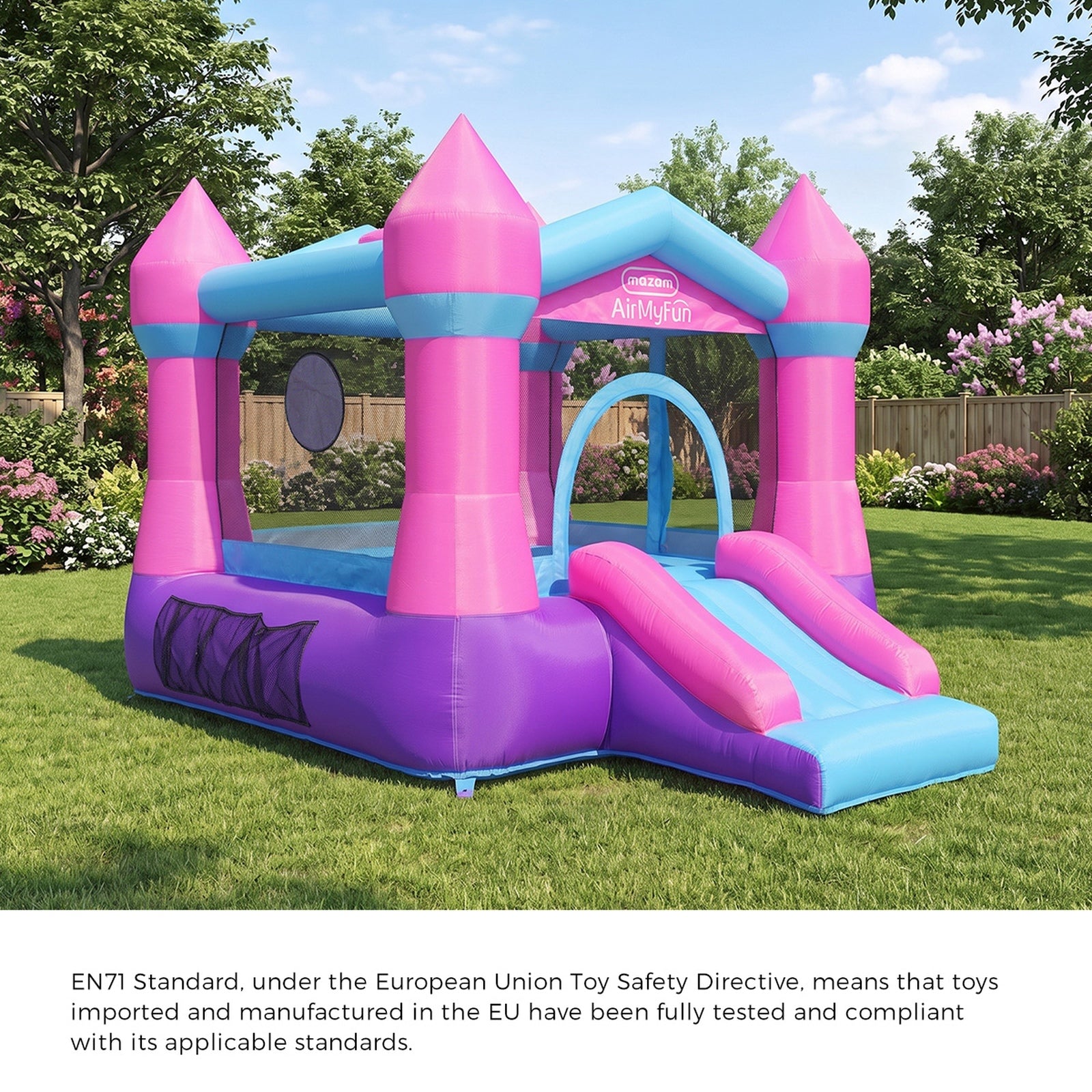 AirMyFun Inflatable Bouncy Castle Kids Dry Jump Slide Bounce House Play Toy