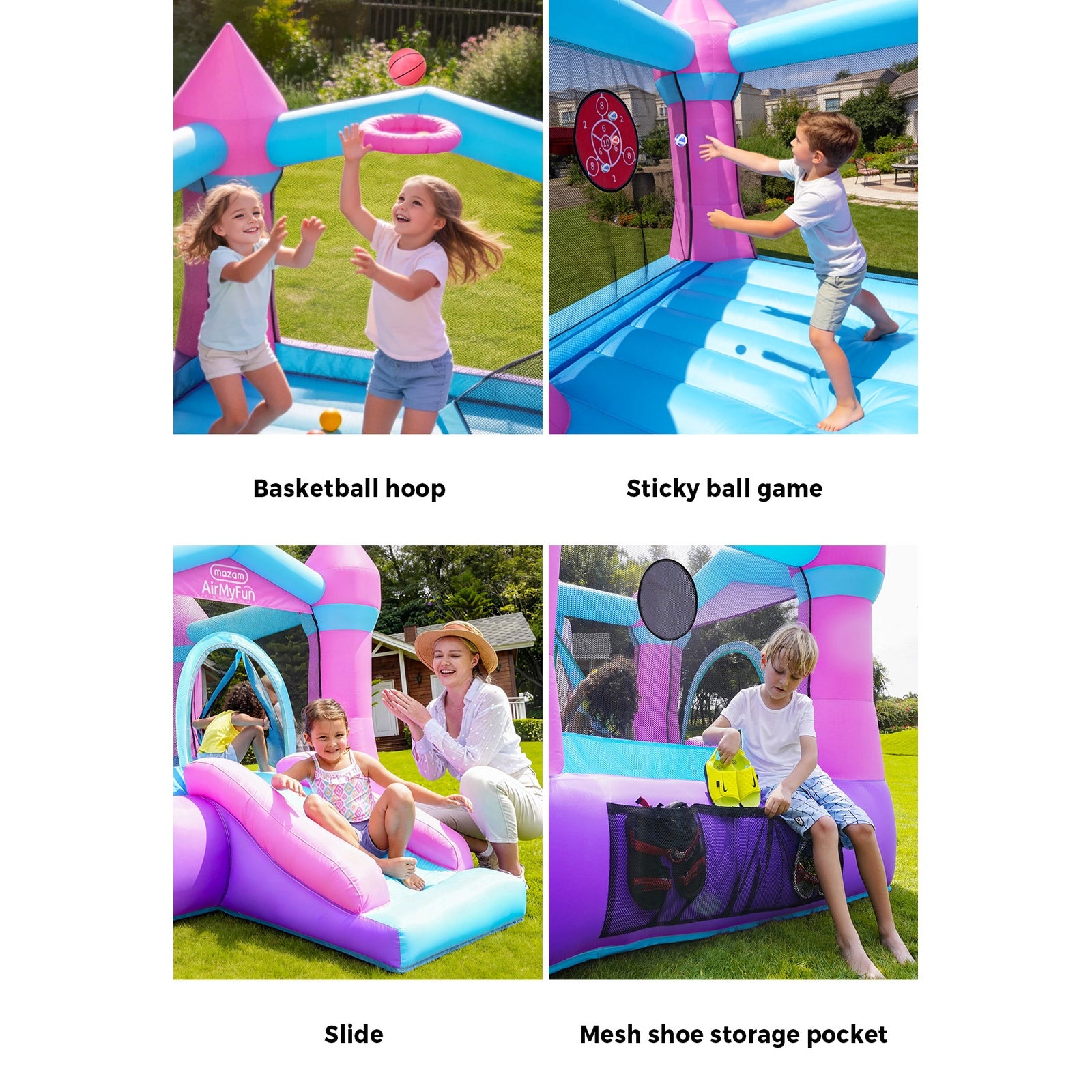 AirMyFun Inflatable Bouncy Castle Kids Dry Jump Slide Bounce House Play Toy