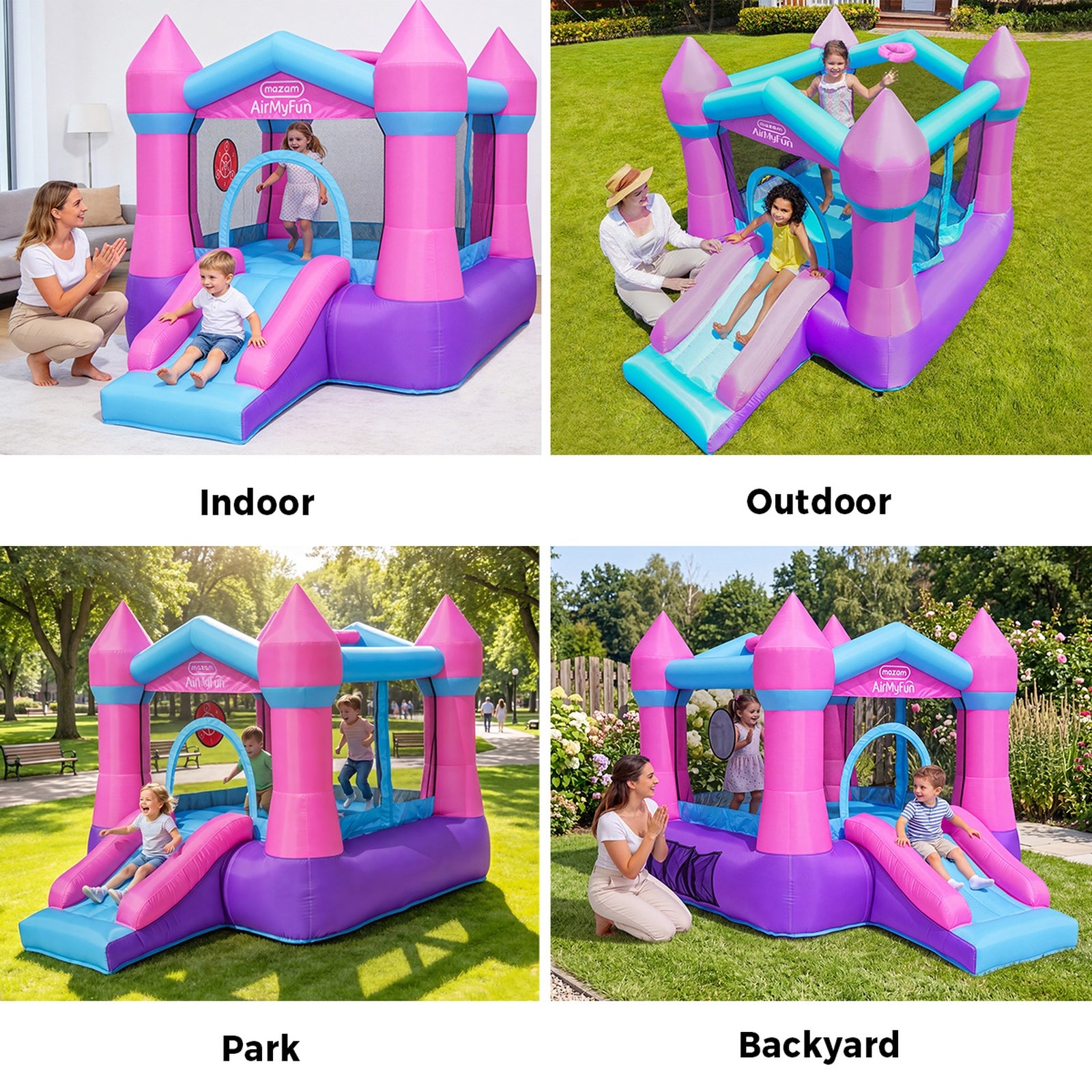 AirMyFun Inflatable Bouncy Castle Kids Dry Jump Slide Bounce House Play Toy