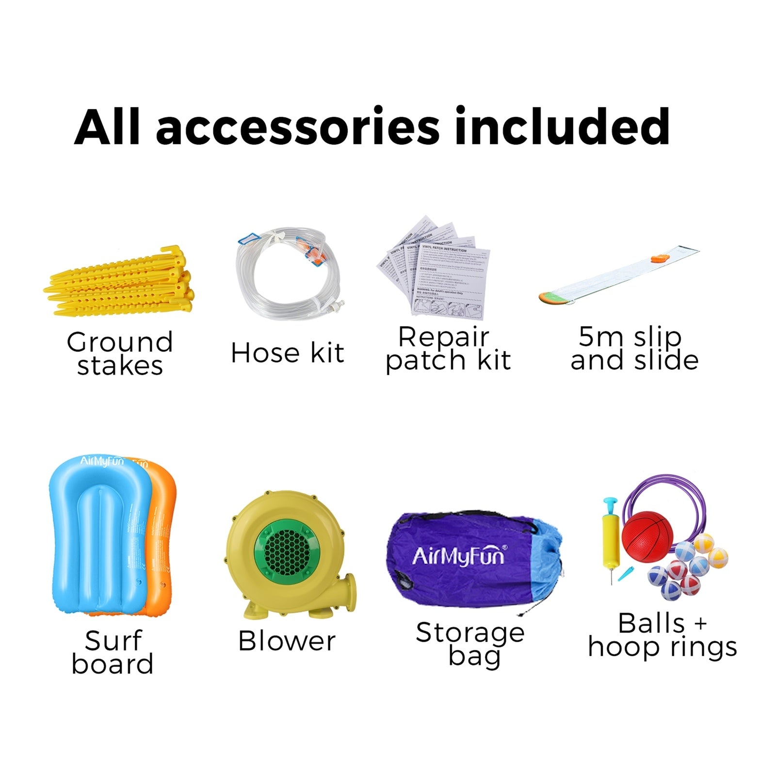 AirMyFun Inflatable WaterSlide Trampoline Castle Bounce House Splash Jumping Toy - Sunyee