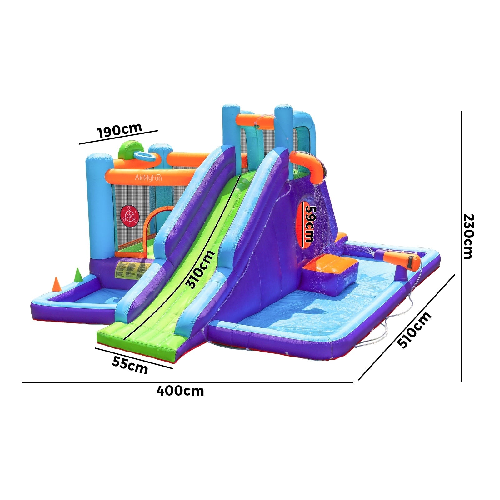 AirMyFun Inflatable WaterSlide Trampoline Castle Bounce House Splash Jumping Toy - Sunyee