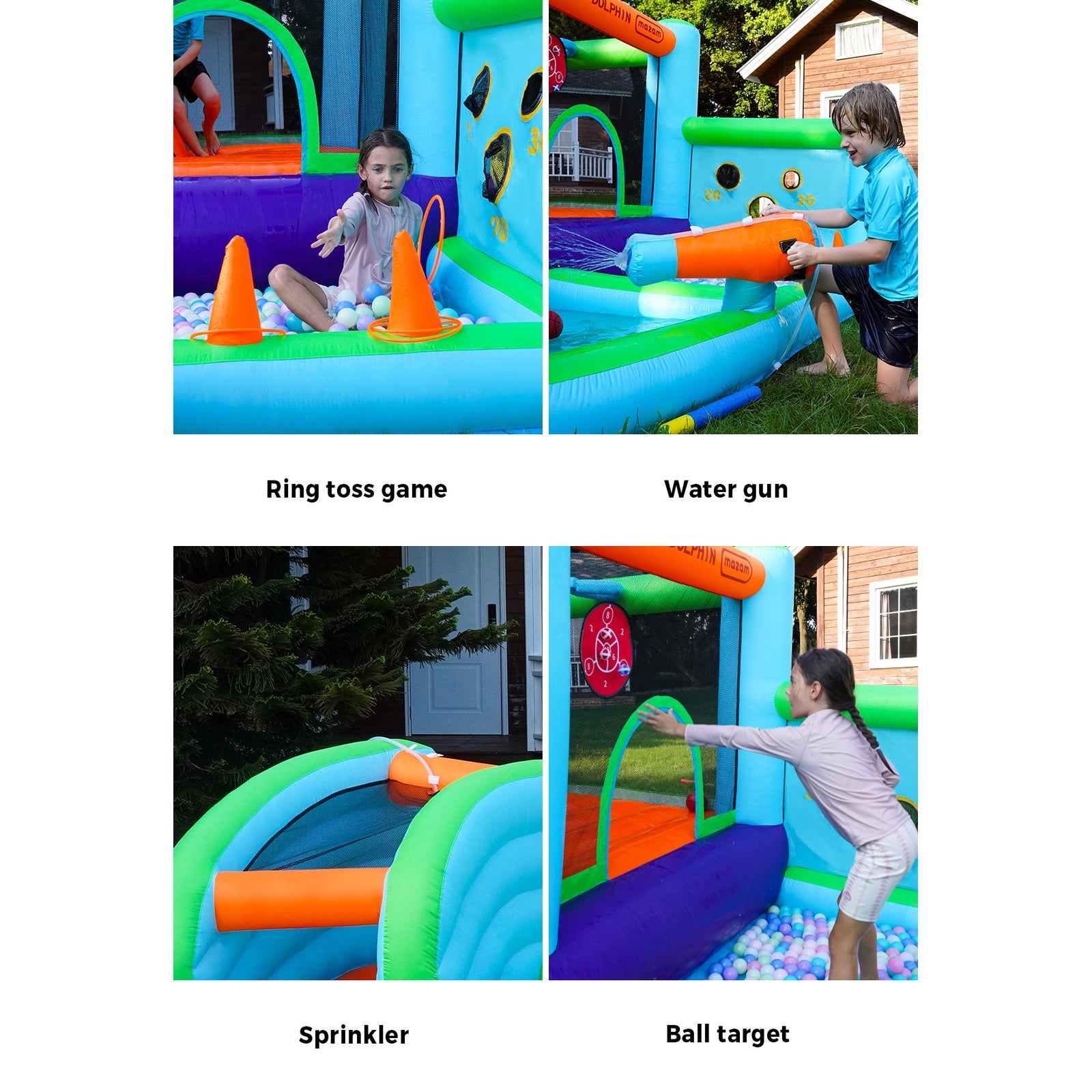 Doctor Dolphin 10-IN-1 Inflatable Water Park Jumping Castle Bounce Pool Blower - Sunyee