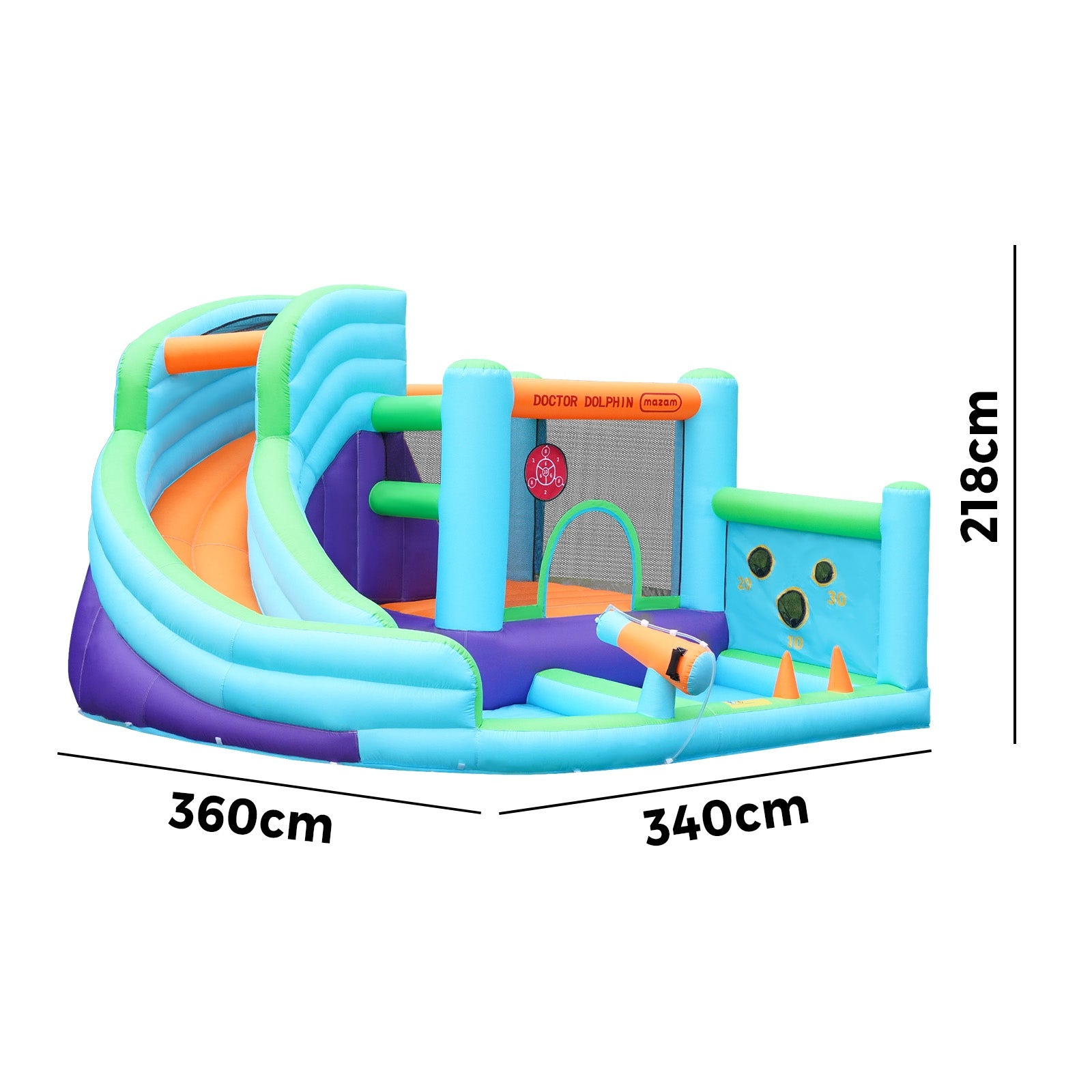 Doctor Dolphin 10-IN-1 Inflatable Water Park Jumping Castle Bounce Pool Blower - Sunyee