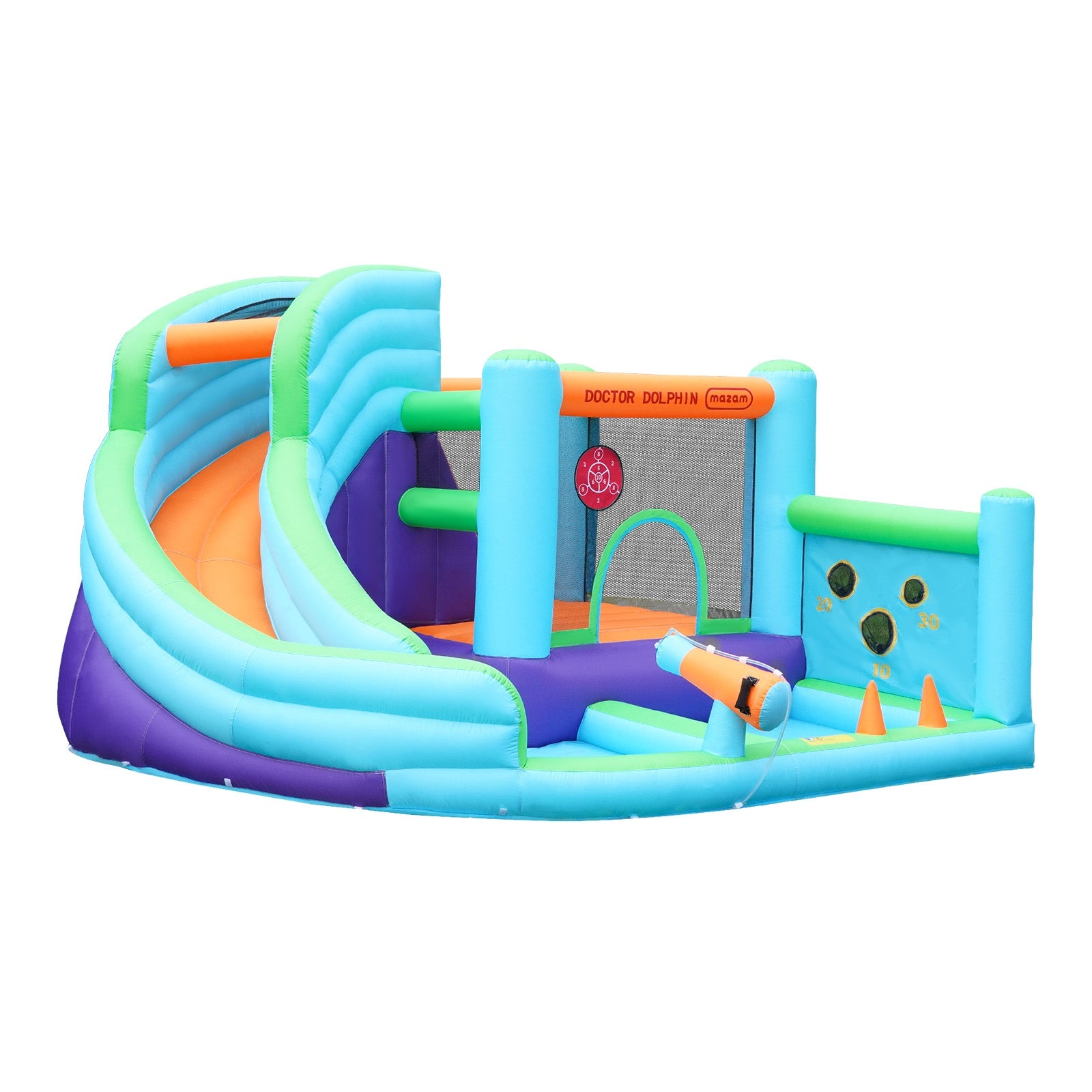 Doctor Dolphin 10-IN-1 Inflatable Water Park Jumping Castle Bounce Pool Blower - Sunyee