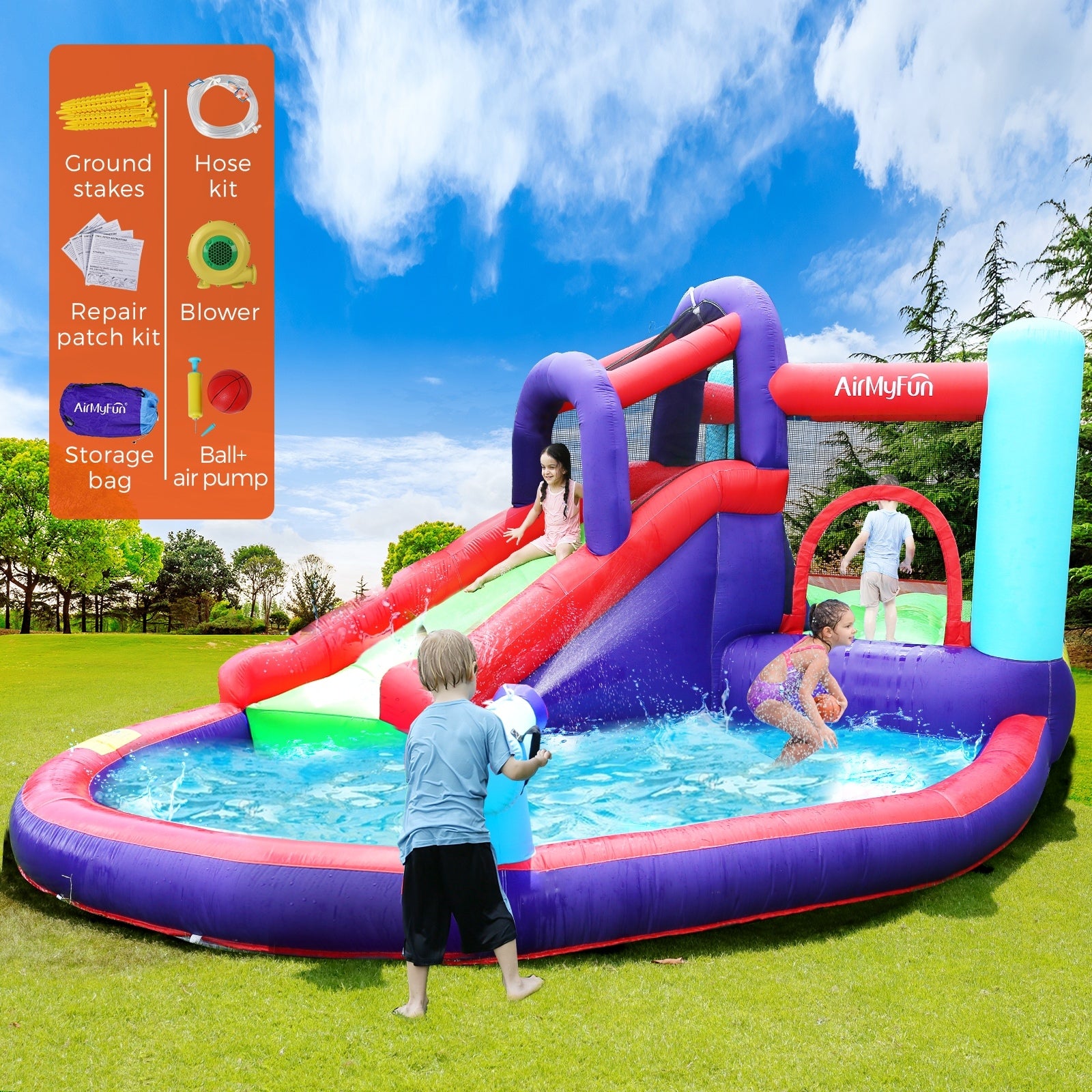 AirMyFun Inflatable Bounce House Water Slide Outdoor Jumping Castle Kids Toy - Sunyee