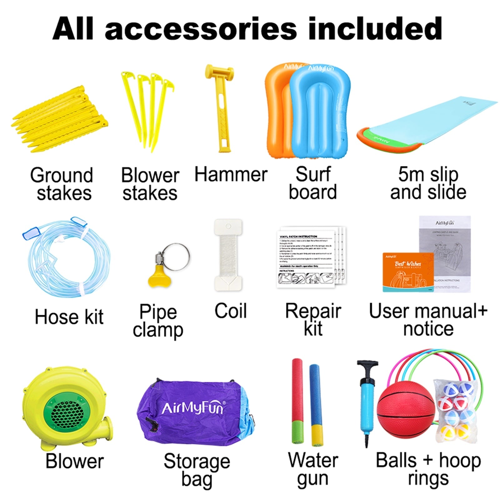 AirMyFun 12 Play Zones Inflatable Trampoline Castle Space Theme Water Slide - Sunyee