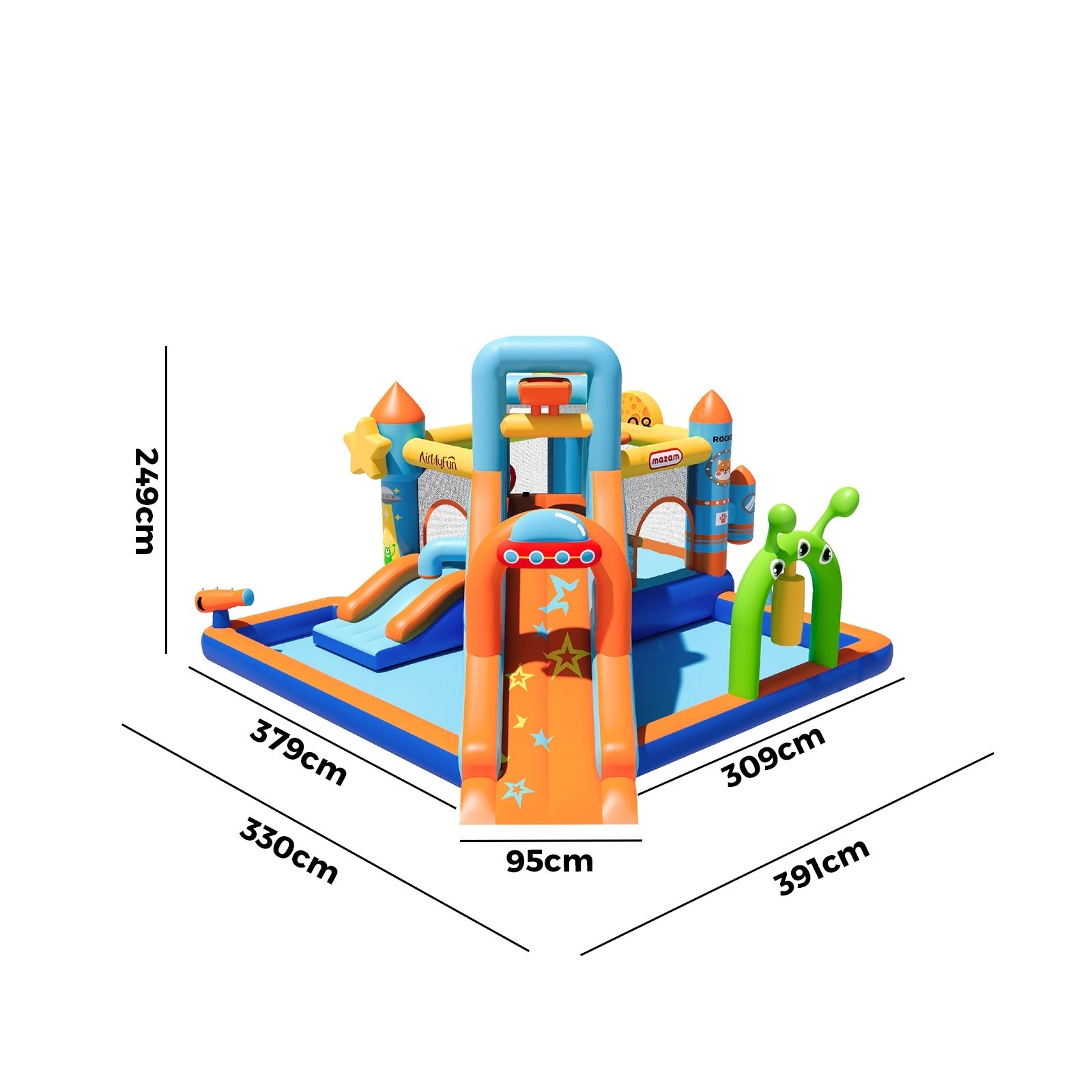 AirMyFun 12 Play Zones Inflatable Trampoline Castle Space Theme Water Slide - Sunyee