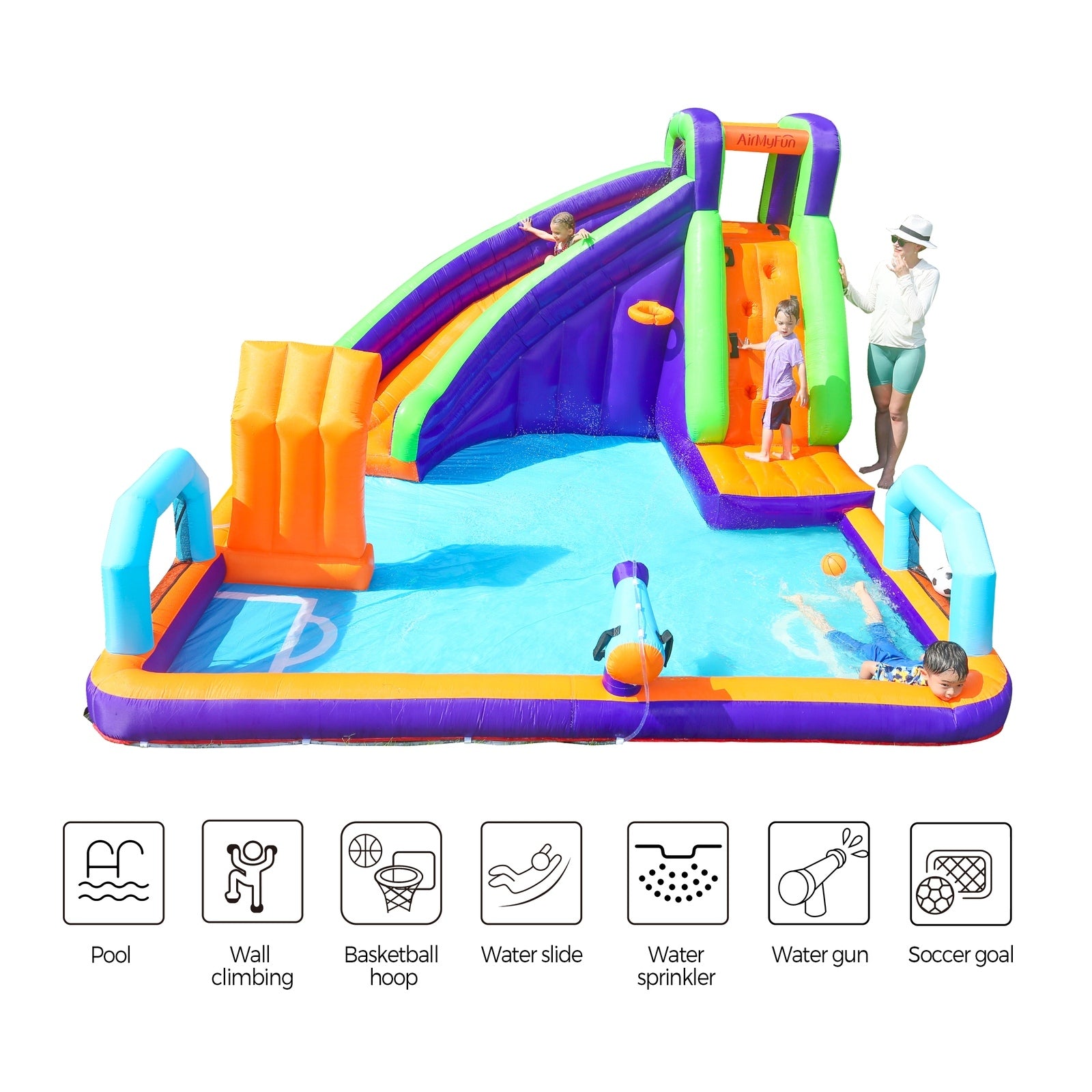 AirMyFun Inflatable Water Slide Kids Bounce House Jumping Castle Play Pool Gift - Sunyee