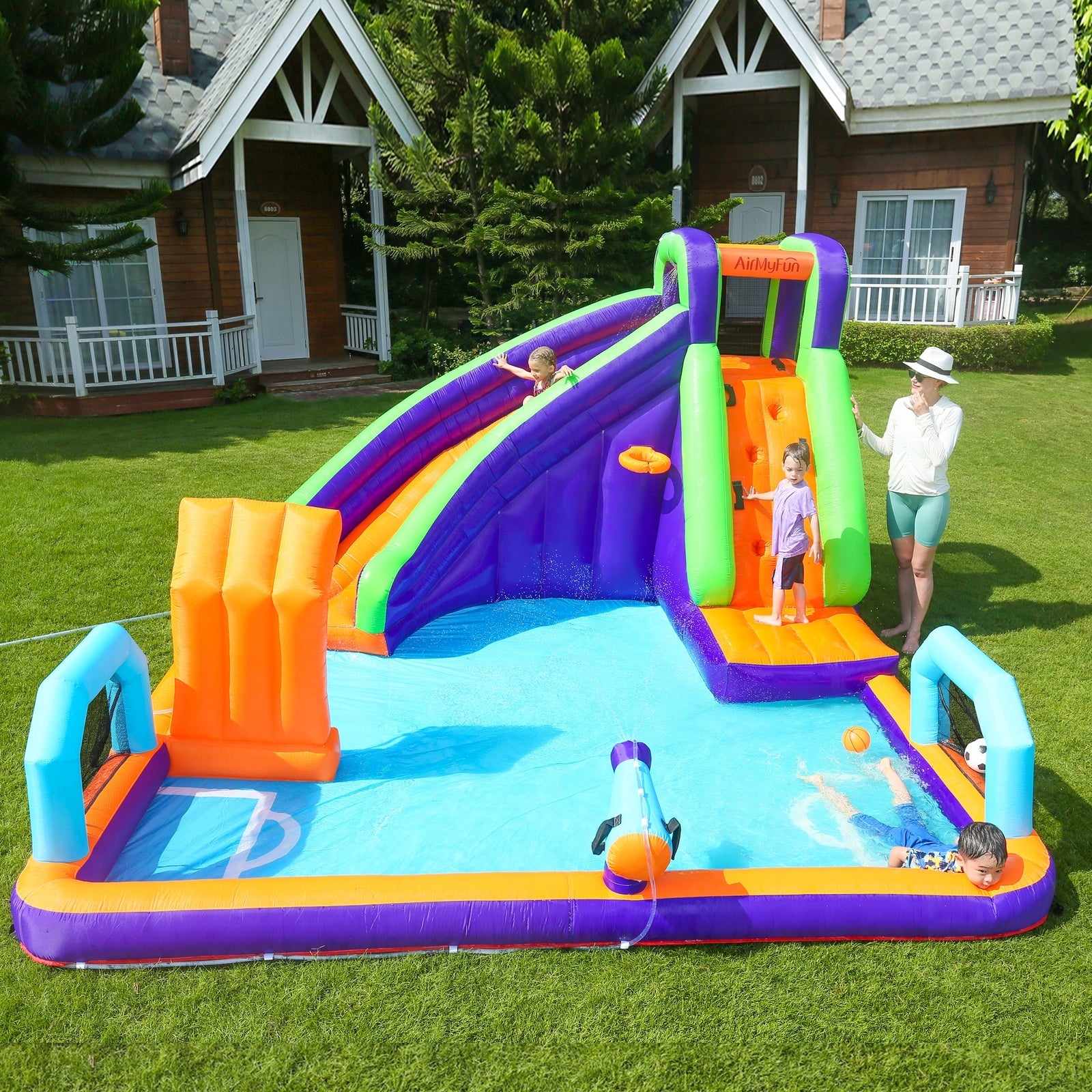 AirMyFun Inflatable Water Slide Kids Bounce House Jumping Castle Play Pool Gift - Sunyee
