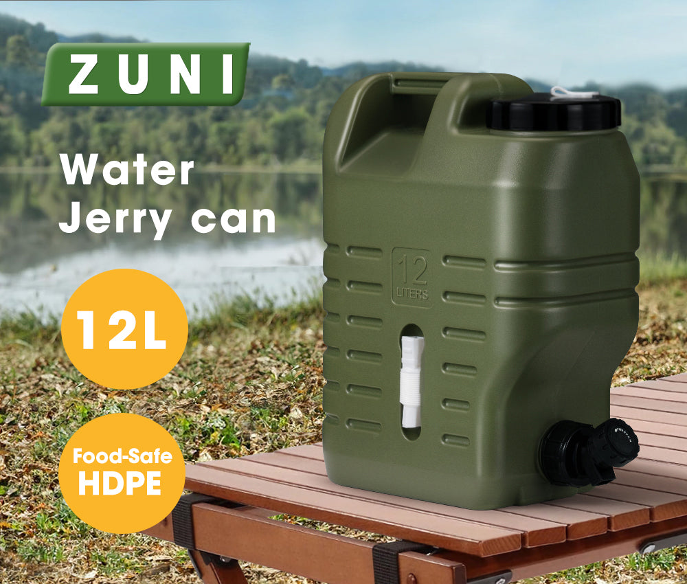 ZUNI Water Container Jerry Can Bucket Camping Outdoor Storage Barrel 12L Green - Sunyee