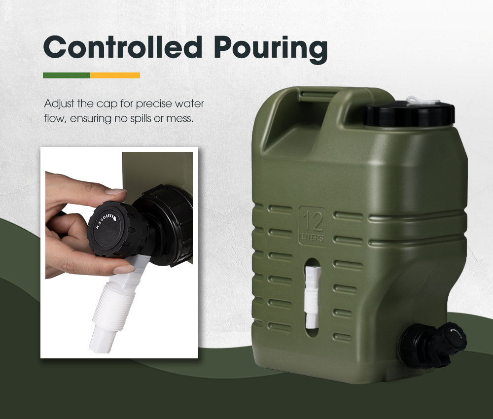 ZUNI Water Container Jerry Can Bucket Camping Outdoor Storage Barrel 12L Green - Sunyee