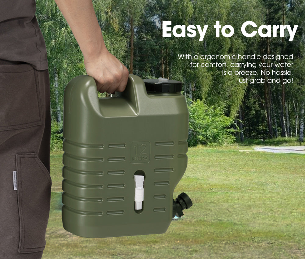 ZUNI Water Container Jerry Can Bucket Camping Outdoor Storage Barrel 12L Green - Sunyee