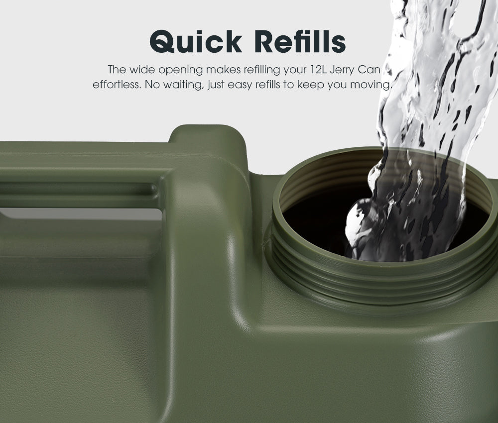 ZUNI Water Container Jerry Can Bucket Camping Outdoor Storage Barrel 12L Green - Sunyee