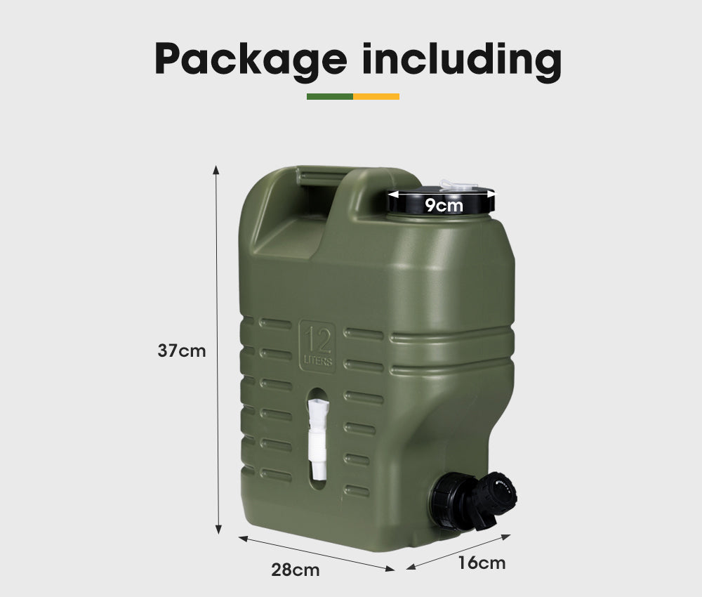 ZUNI Water Container Jerry Can Bucket Camping Outdoor Storage Barrel 12L Green - Sunyee