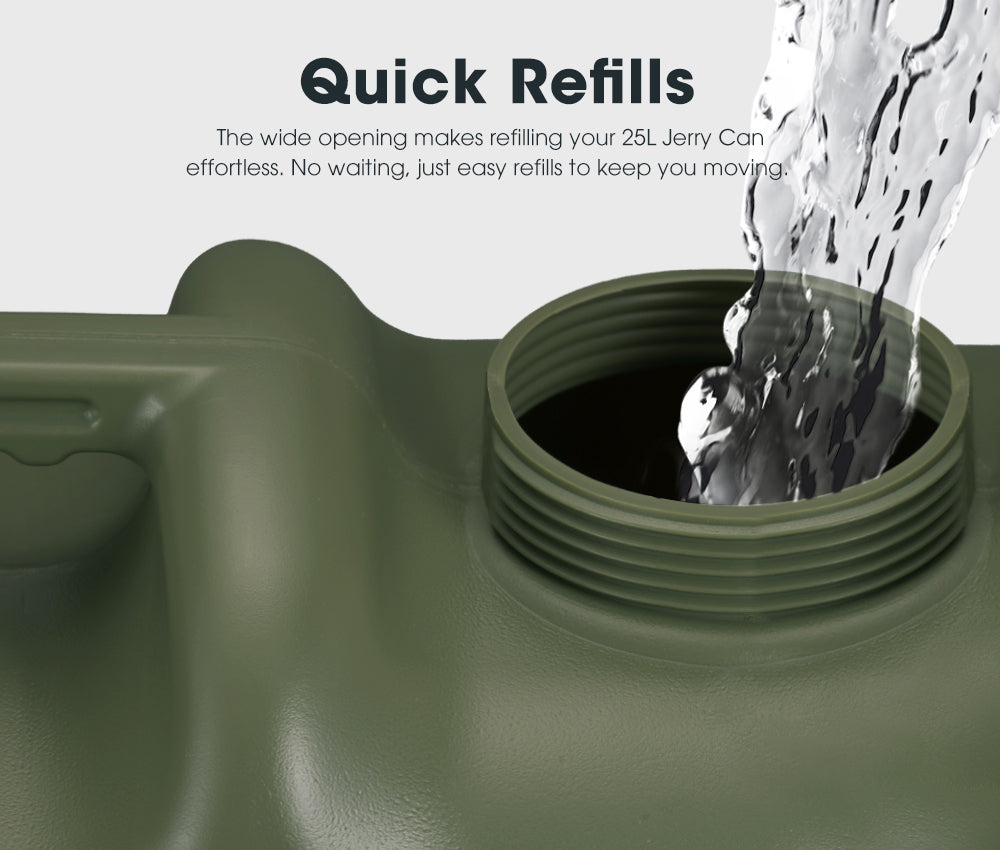 ZUNI Water Container Jerry Can Bucket Camping Outdoor Storage Barrel 25L Green - Sunyee