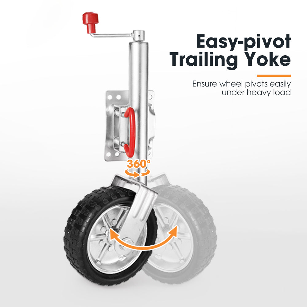 Jockey Wheel 10" Inch Swing Up Rubber Wheel 1000kg Caravan Boat Trailer - Sunyee