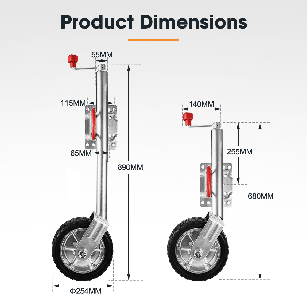 Jockey Wheel 10" Inch Swing Up Rubber Wheel 1000kg Caravan Boat Trailer - Sunyee