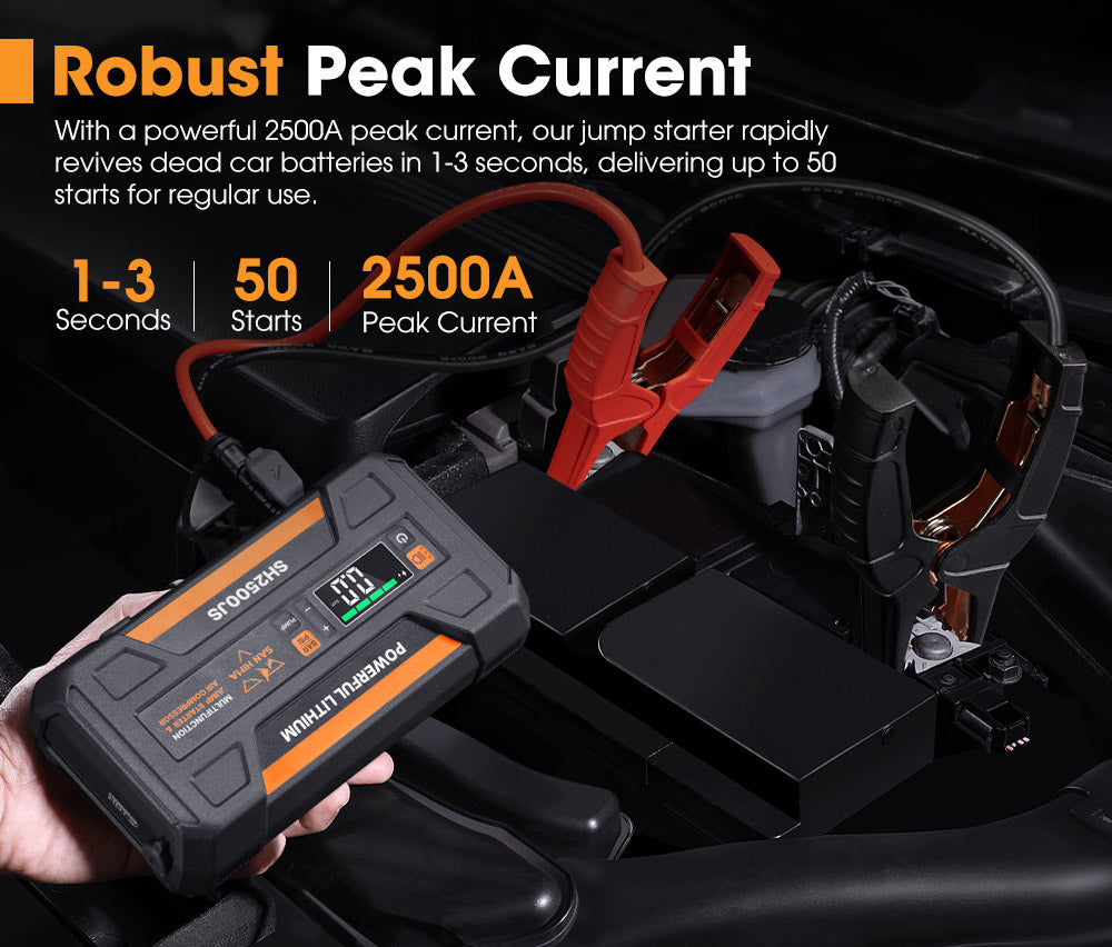 San Hima Jump Starter With Air Compressor 2500A Portable 12V Power Bank Pack - Sunyee