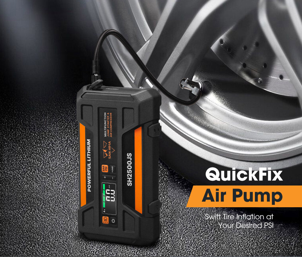 San Hima Jump Starter With Air Compressor 2500A Portable 12V Power Bank Pack - Sunyee