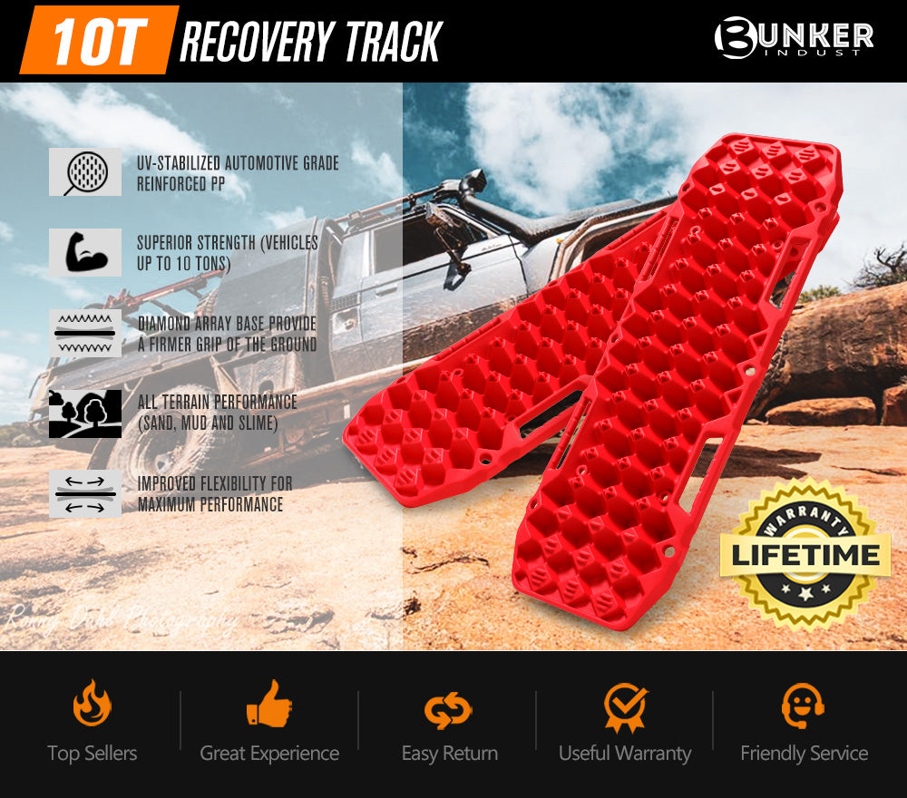 BUNKER INDUST Pair 10T Recovery Tracks Red - Sunyee