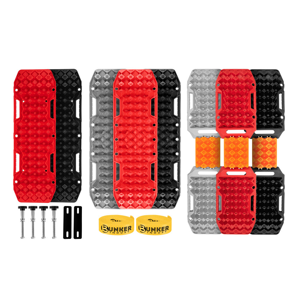 Bunker Indust 4WD Recovery Tracks /w Mounting Pins Jack Base Bag Snow Boards 4x4 - Sunyee