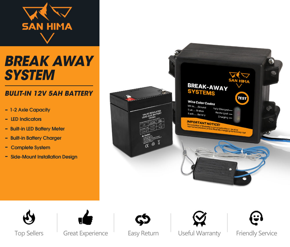 Break Away System with Battery& Switch Trailer Float Boat Electric Breakaway - Sunyee