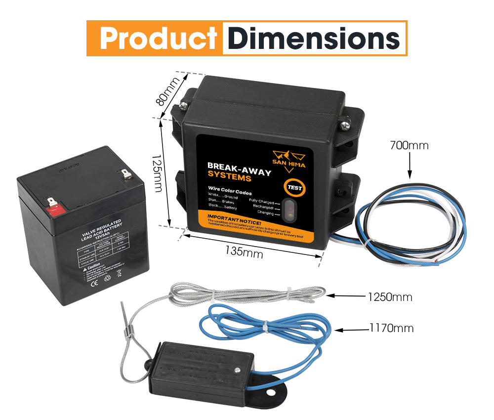 Break Away System with Battery& Switch Trailer Float Boat Electric Breakaway - Sunyee