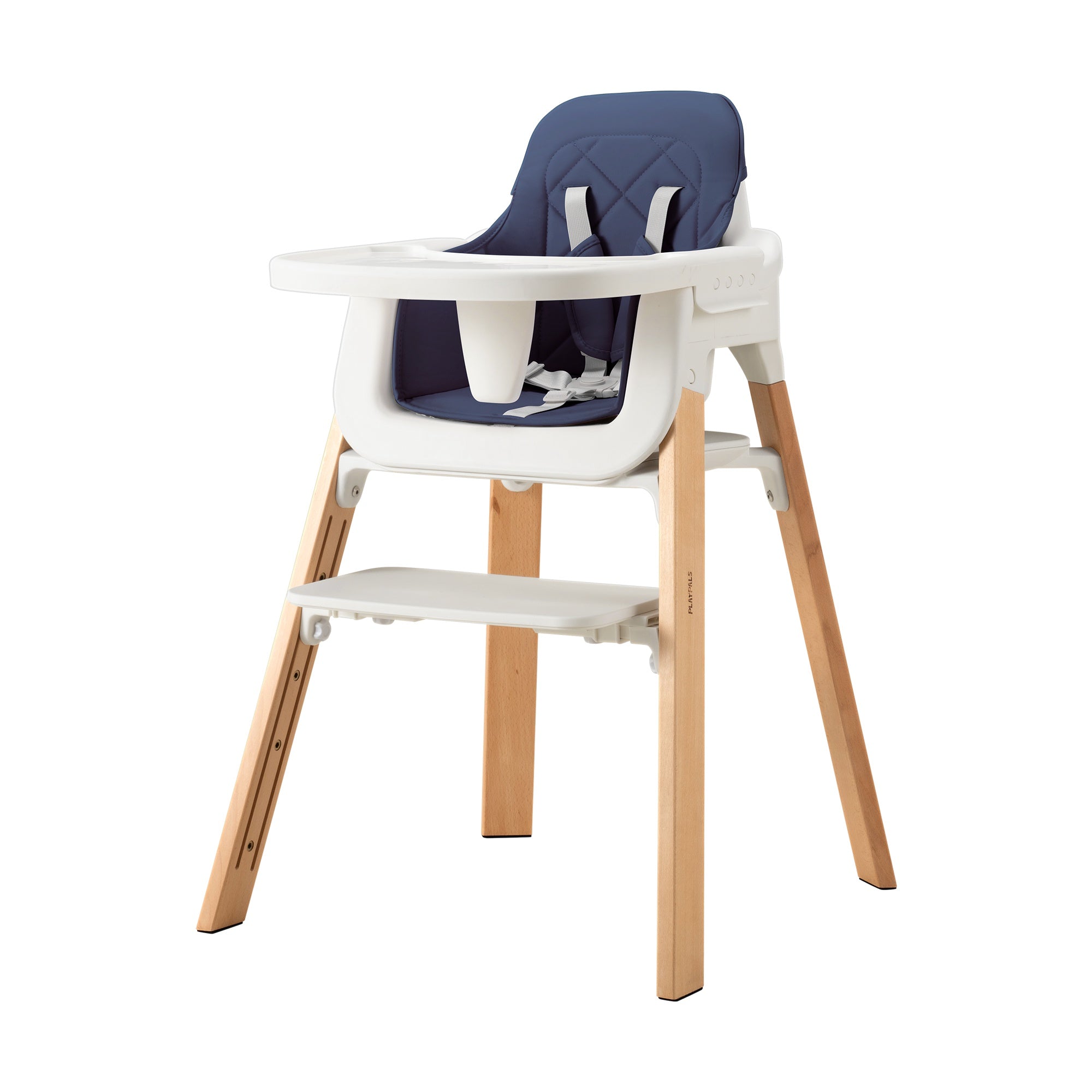 PlayPals Baby High Chair 3-In-1 Beech Wood Adjustable Height & Tray - Sunyee