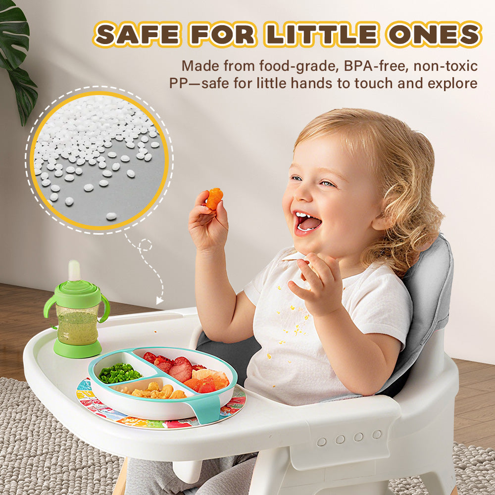 PlayPals Baby High Chair 3-In-1 Beech Wood Adjustable Height & Tray - Sunyee