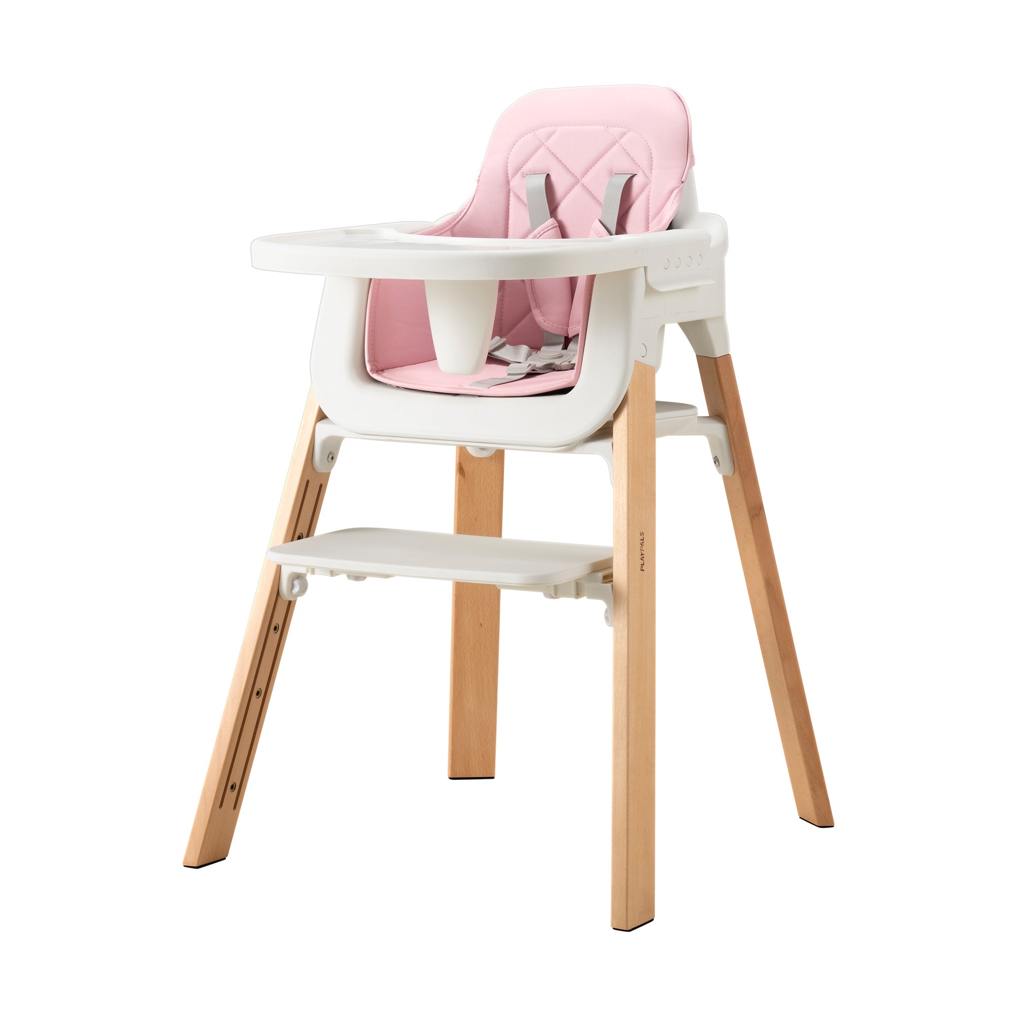 PlayPals Baby High Chair 3-In-1 Beech Wood Adjustable Height & Tray - Sunyee