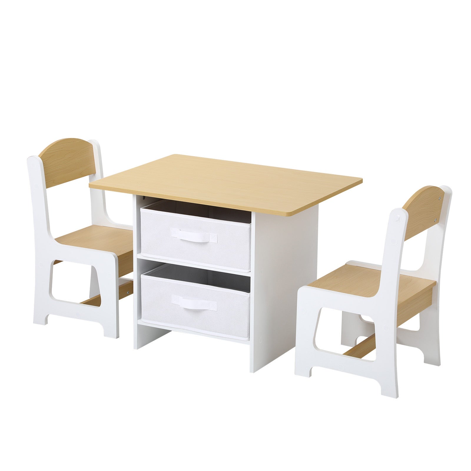 Oikiture Kids Table and Chairs Set Wooden Play Study Desk with Toy Storage Box - Sunyee