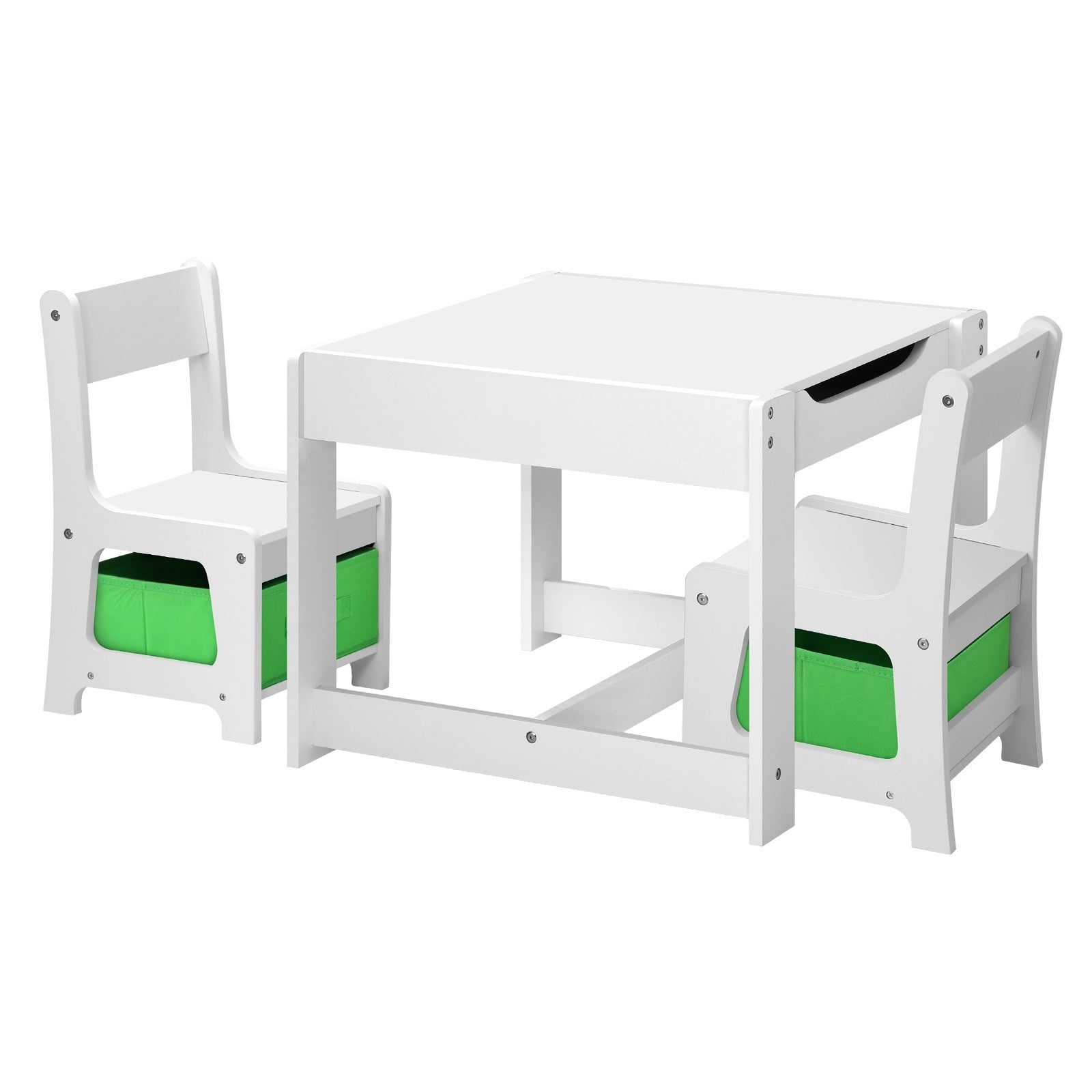 Oikiture Kids Table and Chair Set Storage Box Toys Wooden Play Activity Desk Stu - Sunyee