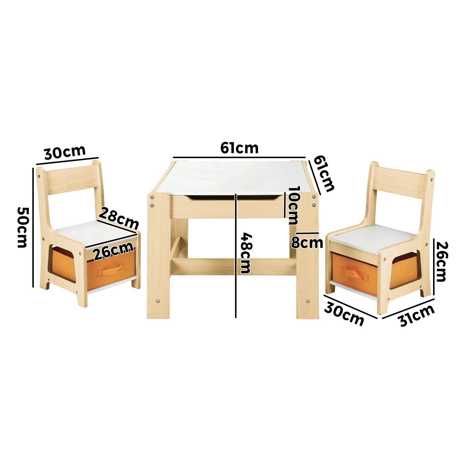 Oikiture Kids Table and Chairs Set Activity Play Study Desk Toys Storage Box - Sunyee