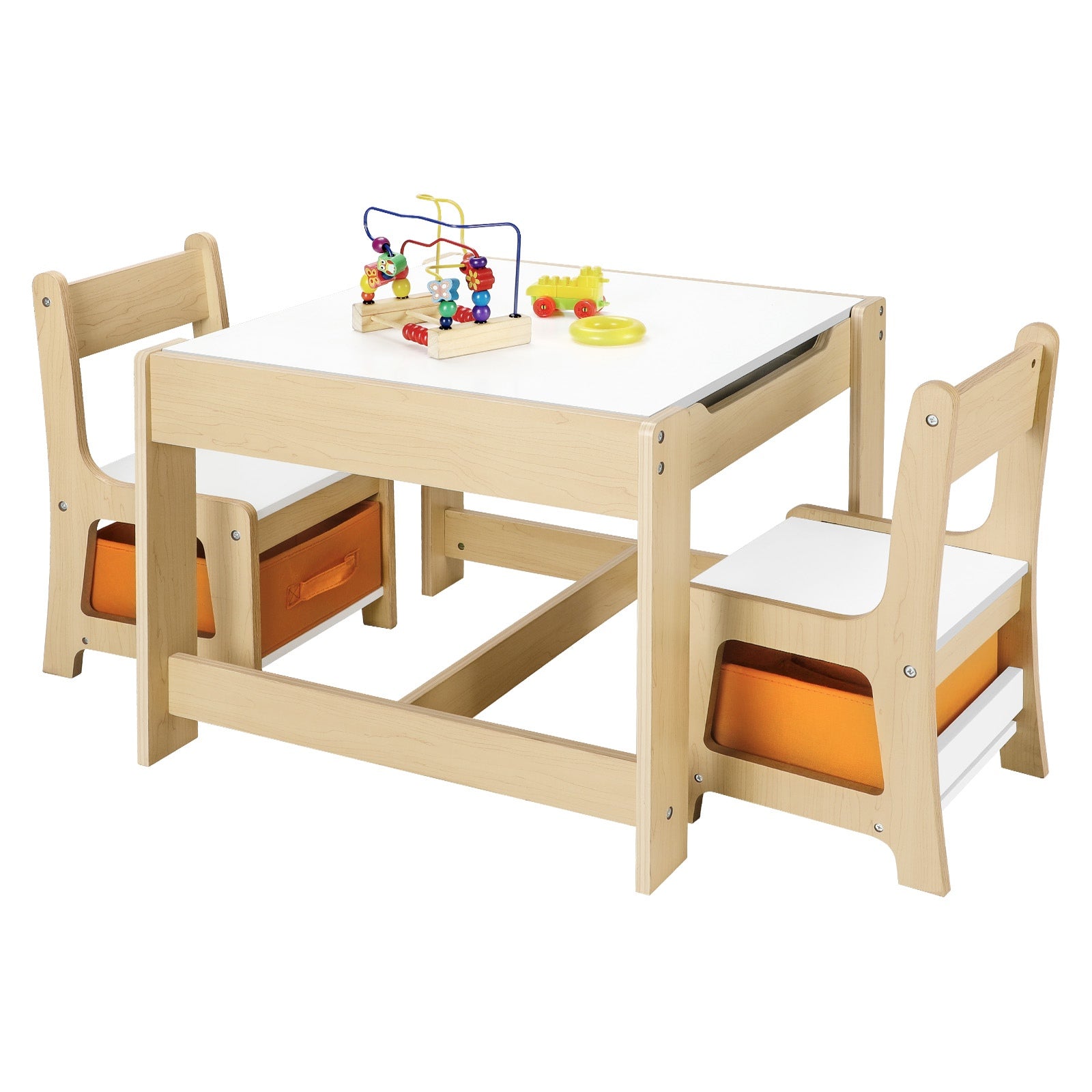 Oikiture Kids Table and Chairs Set Activity Play Study Desk Toys Storage Box - Sunyee