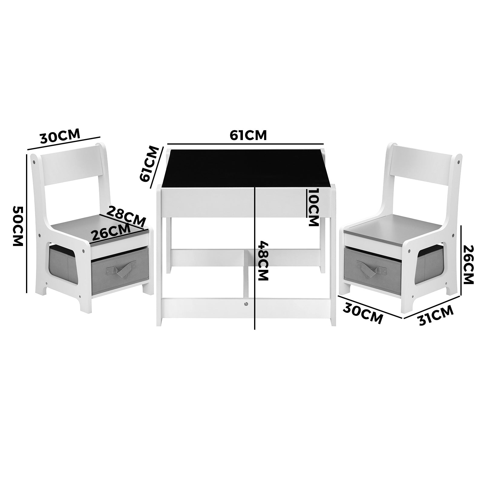Oikiture Kids Table and Chairs Set Activity Play Study Desk w/ Toys Storage Box - Sunyee