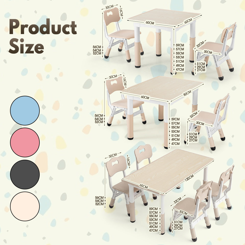 PlayPals Kids Table and Chairs Set Height Adjustable Graffiti Desktop - Sunyee