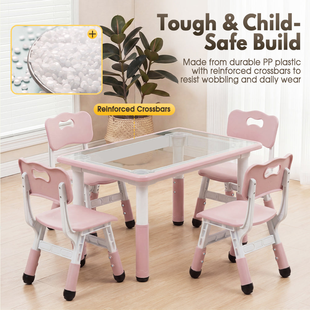 PlayPals Kids Table and Chairs Set Height Adjustable Graffiti Desktop - Sunyee